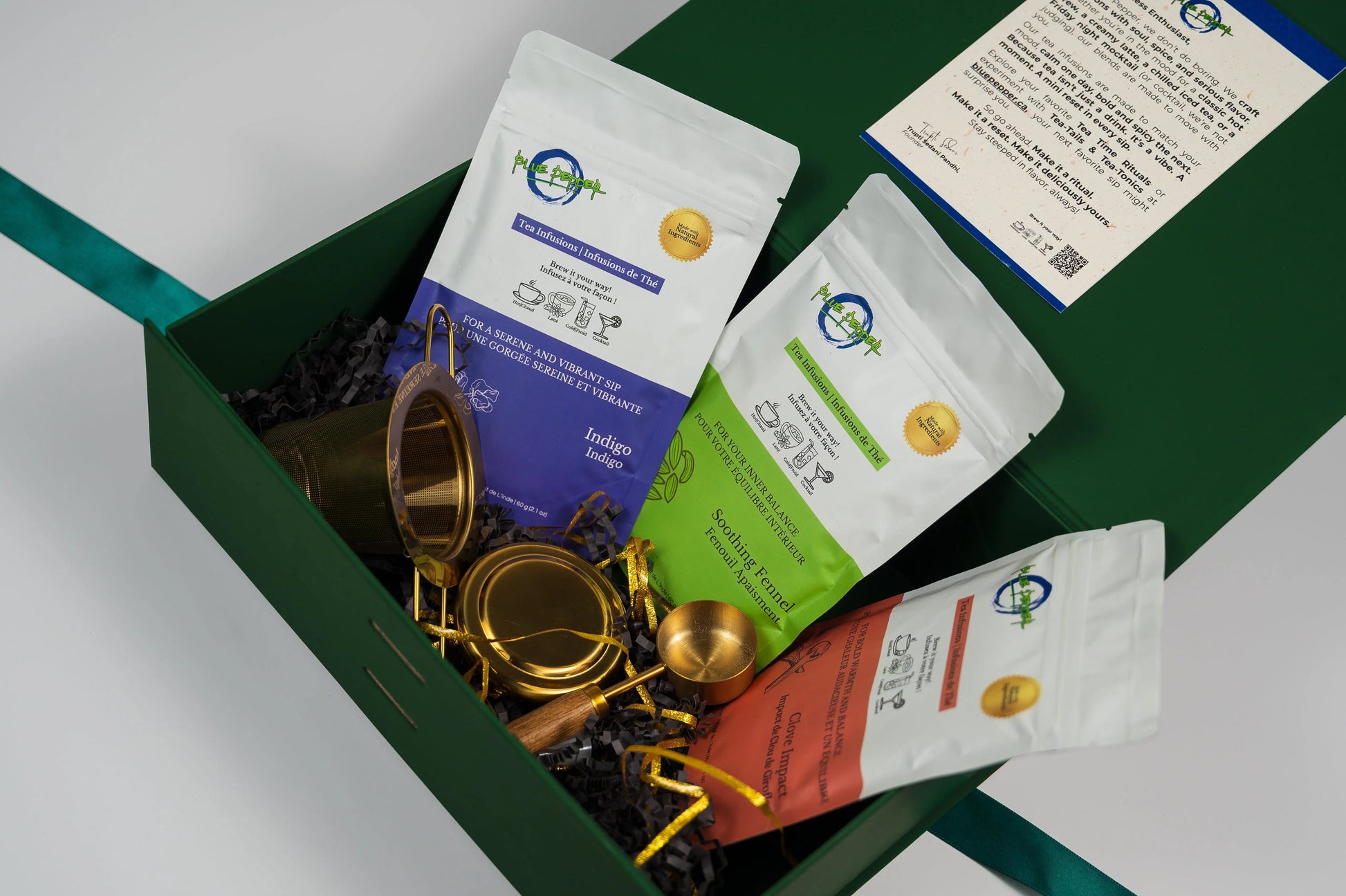 Brew Bliss Tea Gift Box (3 Tea Infusions, 1 Tea Infuser & 1 Spoon) Blue Pepper