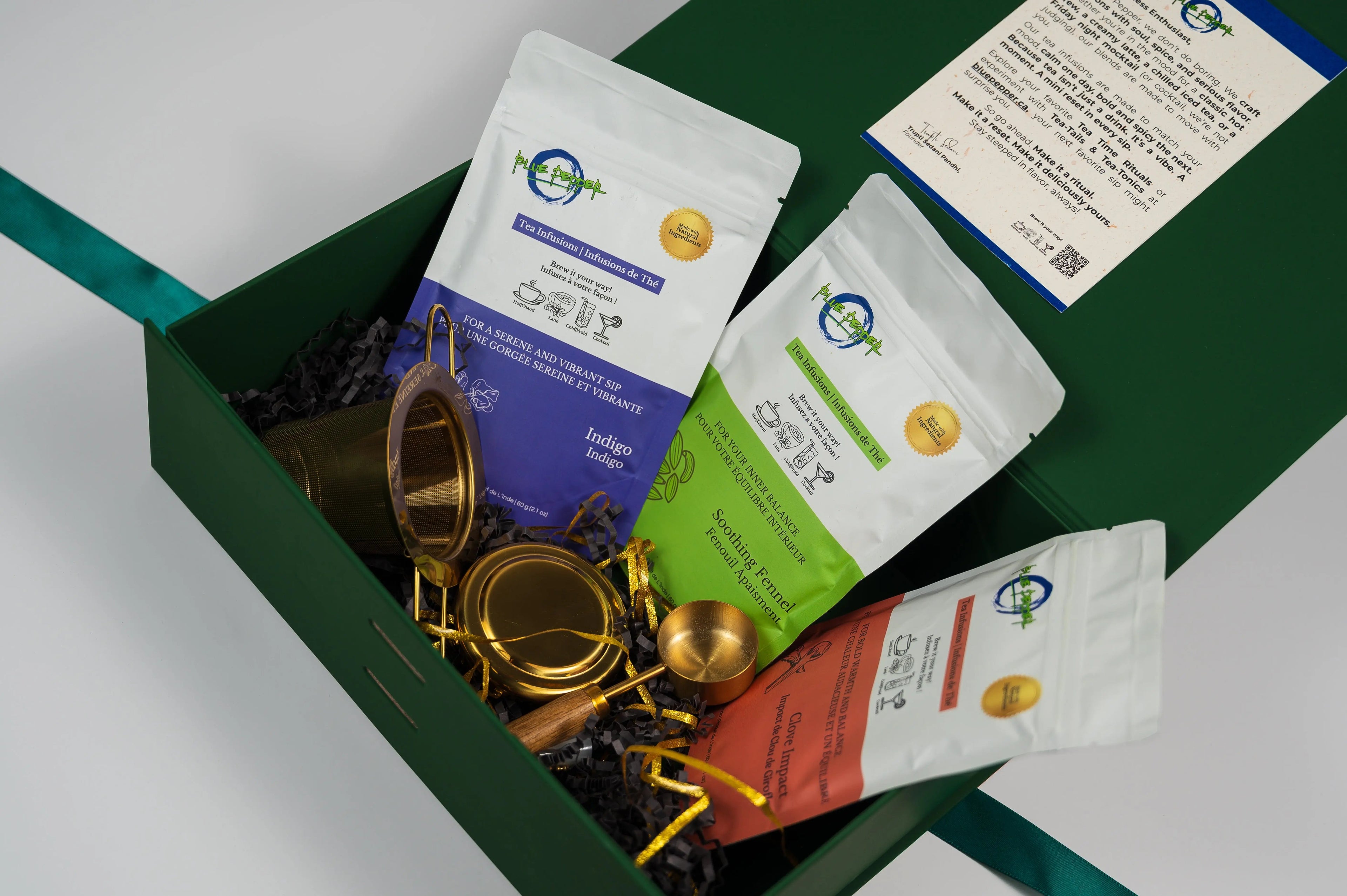 Brew Bliss Tea Gift Box (3 Tea Infusions, 1 Tea Infuser & 1 Spoon) Blue Pepper