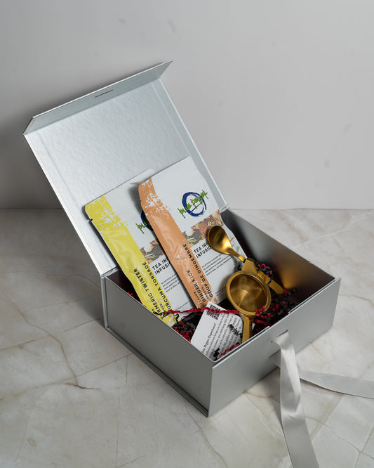 Cozy Sips Gift Box (2 Tea Infusions, 1 Tea Strainer & 1 Spoon)