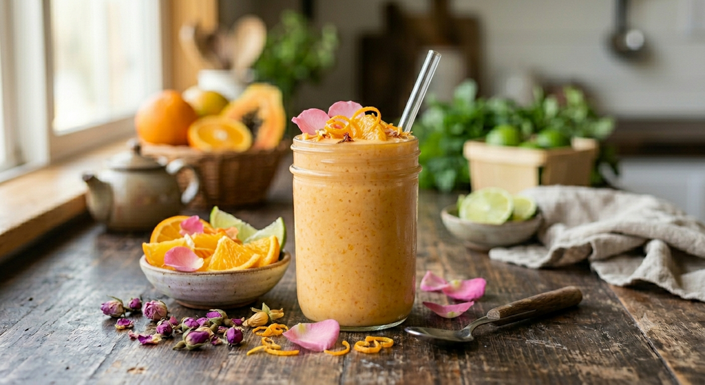 Zen Ashwagandha citrus smoothie serving inspiration with orange and a creamy finish
