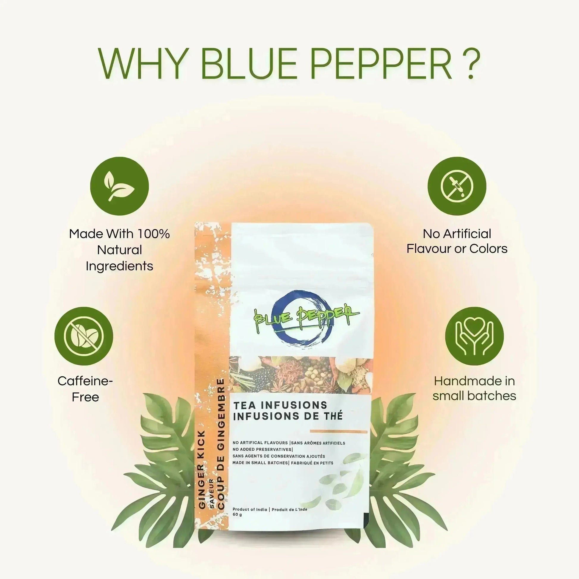 Serenity Tea Gift Set (2 Tea Infusions, 1 Tea Infuser & 1 Wooden Spoon) - Assorted Blue Pepper