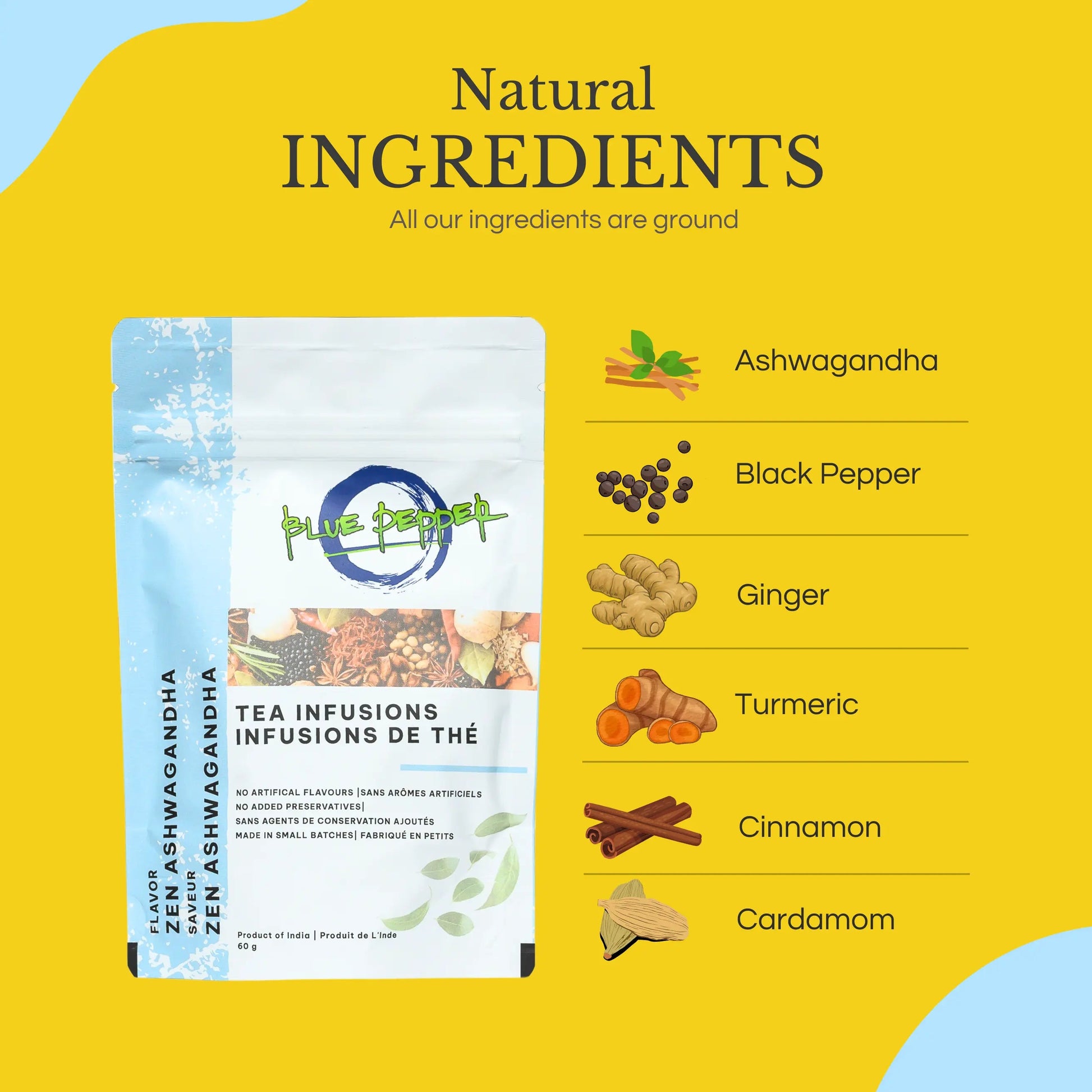 Zen Ashwagandha Tea Infusion Ingredients - Blue Pepper