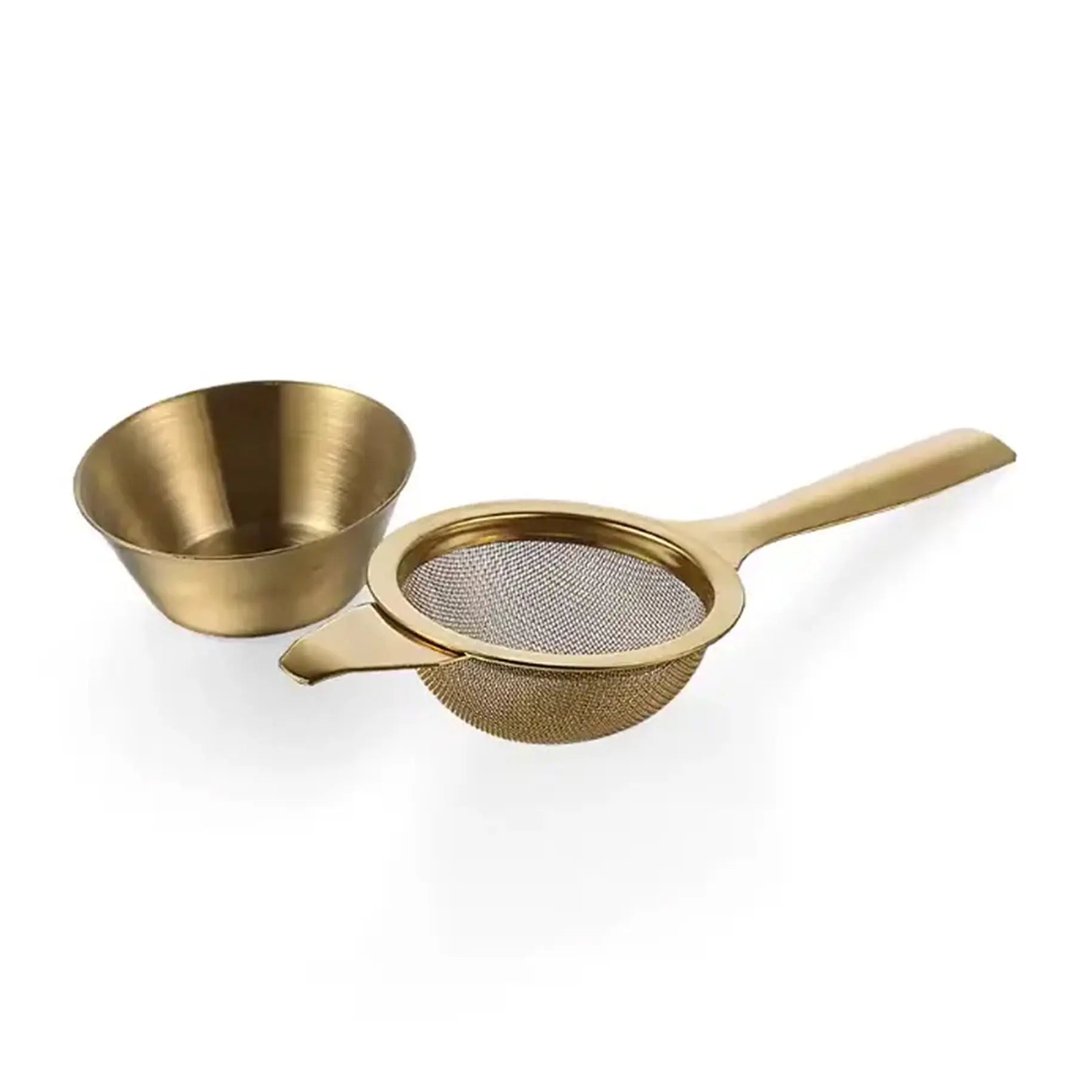 Stainless Steel Fine Mesh Tea Strainer & Drip Bowl Blue Pepper