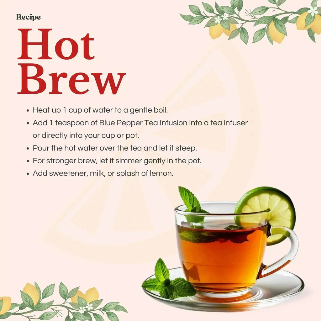 Serenity Tea Gift Set (2 Tea Infusions, 1 Tea Infuser & 1 Wooden Spoon) - Assorted Blue Pepper