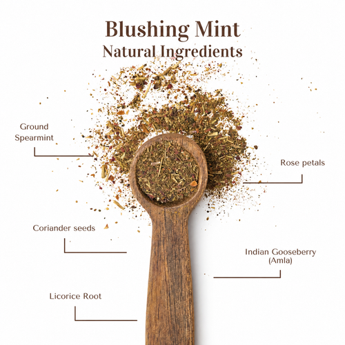 Blushing Mint blend with spearmint, rose, coriander, licorice root and amla