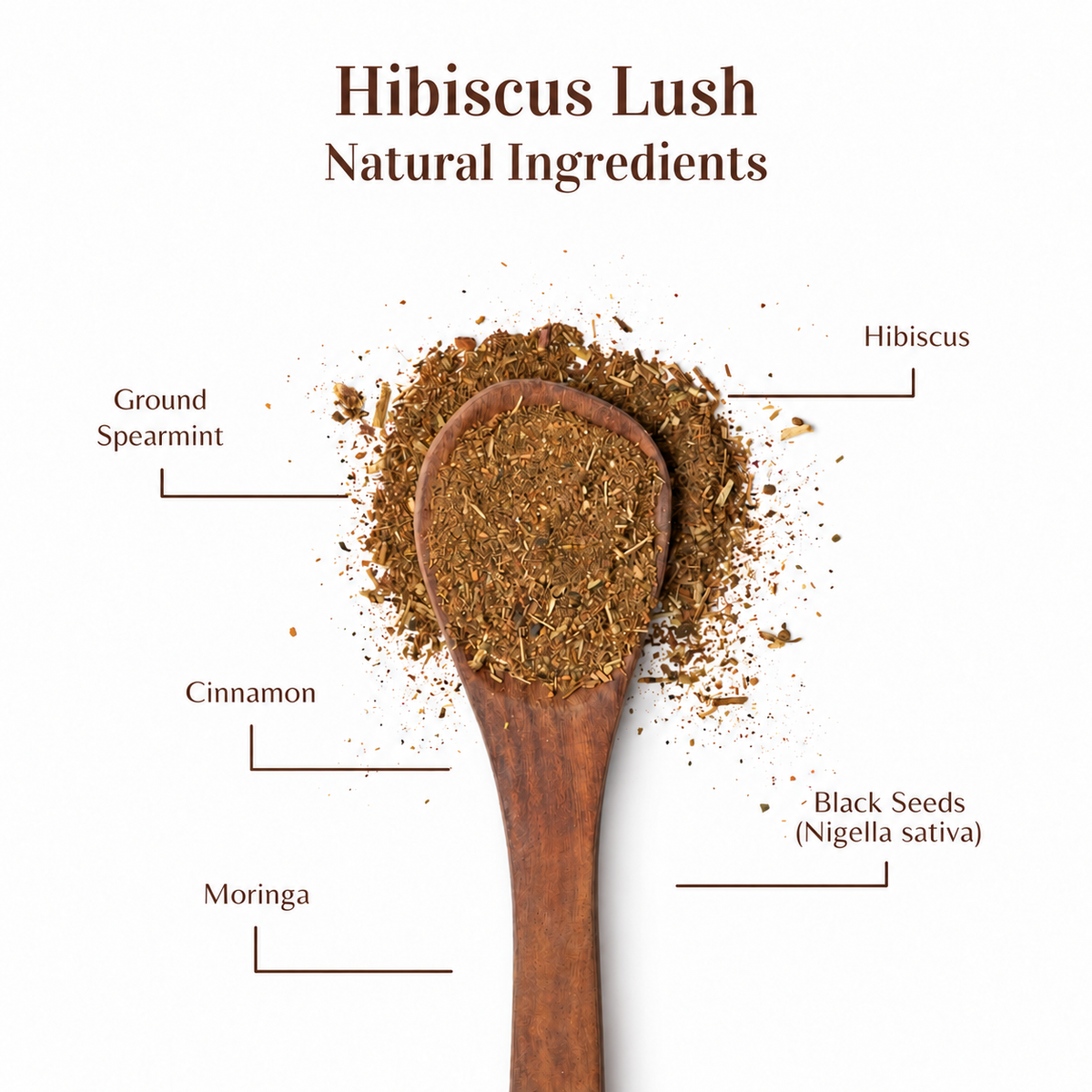Hibiscus Lush blend with hibiscus, spearmint, cinnamon, moringa and nigella