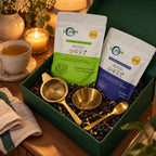 Serenity Tea Gift Set in a evening reading setting