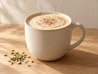 Fennel spice latte served warm in a ceramic mug